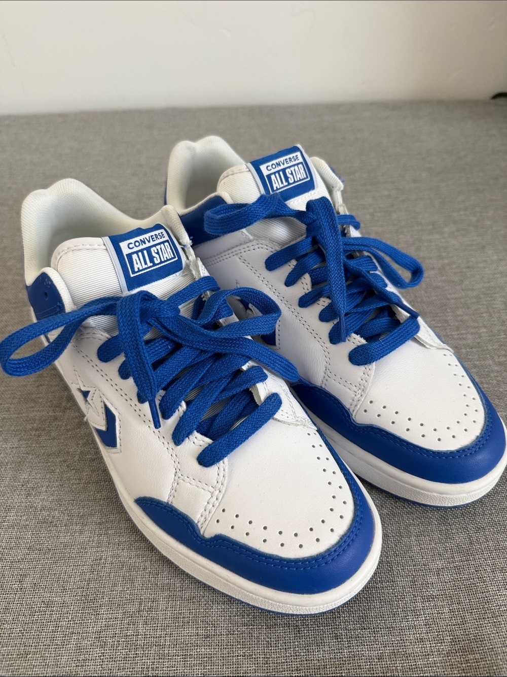 Converse Weapon Ox Low Top White Laser Blue Leather Sneakers NWOT